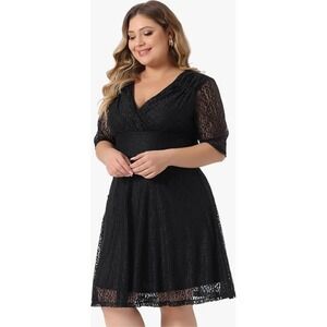 Agnes Orinda Womens Plus Size V Neck Floral Lace Party Cocktail Dress‎ 4X NWT